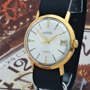 Reloj Vintage URSS Vostok Esfera Plateada RARO Reloj Soviético Wostok 2214 Chapado en Oro - Imagen 1 de 15