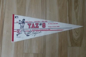 PENNANT FELT 1989 BOSTON RED SOX YAZ #8 CARL YASTRZEMSKI COOPERSTOWN 1989 30X12 - Picture 1 of 6