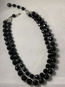 VTG Faceted Glass  Necklace With Glass Spacer Beads - Picture 1 of 4
