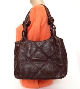 VINTAGE OSCAR DE LA RENTA GESTEPPTE BRAUNE LEDER UMHÄNGETASCHE SCHULTER HANDTASCHE - Bild 1 von 9