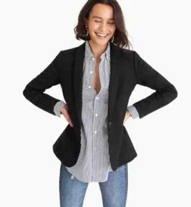 J.CREW Blazer Dress Jacket Top 0 XS Black Parke Schoolboy Wool Stretch Mint $288 - Picture 1 of 12