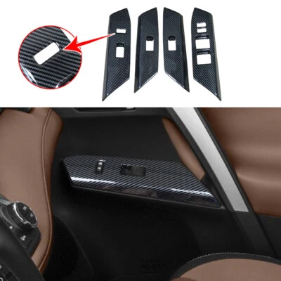 Carbon Fiber Color Door Window Lift Panel Cover Trim For Toyota RAV4 2013-2018 - Изображение 1 из 4