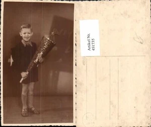 451735,Foto AK Erster Schulgang Einschulung Bub Schultüte - Picture 1 of 1
