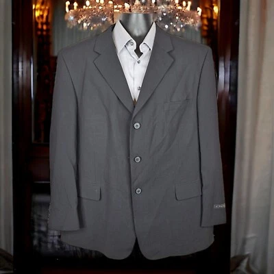 J. Farrar Sport Coat Blazer Mens 48R Black 3 Button Ventless Wool - Image 1 of 4