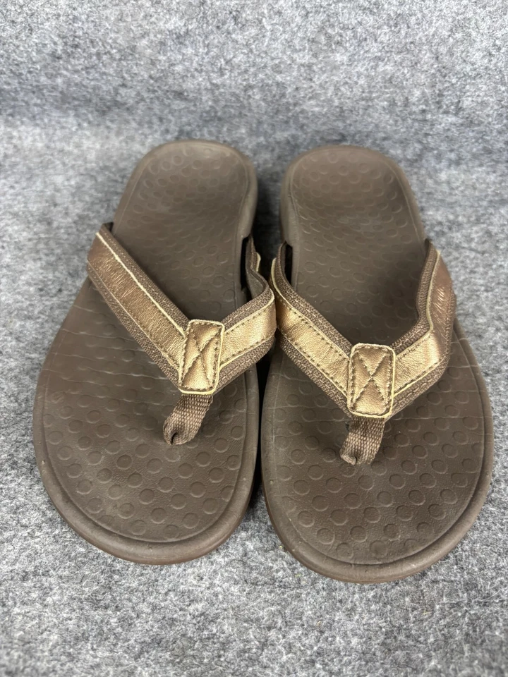 Sandalias chanclas VIONIC Tide II orthaheel para mujer 6 bronce cuero metálico Foto 1 de 4