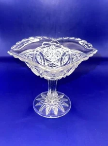 Plato de caramelo de colección EAPG de vidrio prensado transparente Higbee Euclid Boylan ALPHA REXFORD 1910 - Imagen 1 de 6