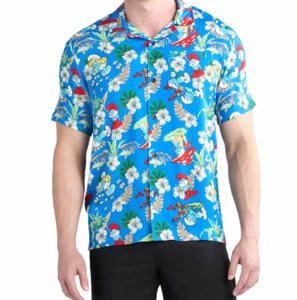 Smurfs Mens Size 3XL Tropical Pattern Graphic Shirt - Picture 1 of 4