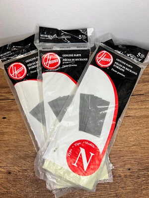 3 Pks Genuine Hoover Type N Bags Vintage 1985 Made In USA (15 Total) ~ NEW - Image 1 of 2