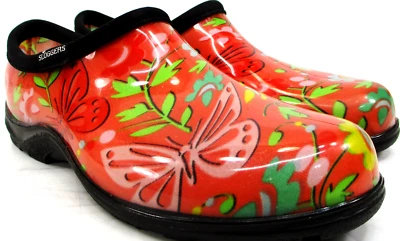Sloggers Women Rubber Clogs Size 9 Green Blue Red Orange Floral Made in USA - Image 1 of 4