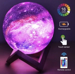Moon Lamp, Kids Night Light, 16 Colors Galaxy Lamp 3D Printing LED Moon Light... - Picture 1 of 5