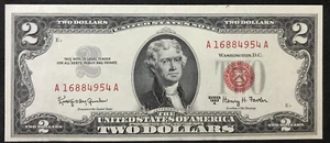 U.S. Legal Tender $2 Red Seal Fr 1514 Gem CU 1963 A - Picture 1 of 2