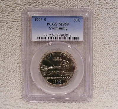 1996 S Olympic Swimming - Half Dollar PCGS - MS69 - U.S. Mint 50C - Image 1 of 4