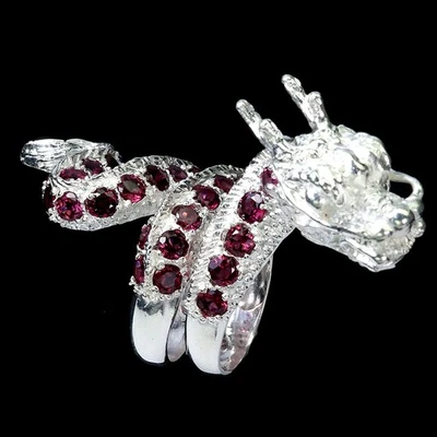 925 Sterling Silver Ring Round Rhodolite Garnet Kyanite Gemstone Jewelry Size 7. - Image 1 of 4