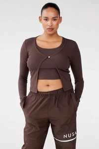Cardigan Planet Nusa Baby1 Cardi NUOVO donna taglia media marrone a costine nuovo con etichetta - Foto 1 di 7