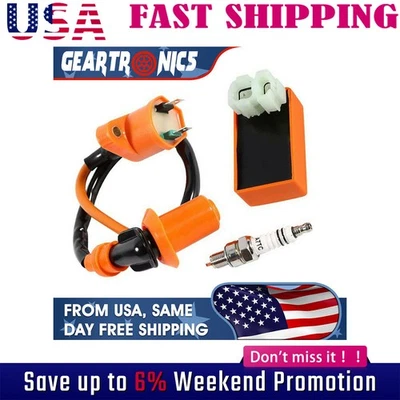 Racing AC CDI Box Ignition Coil Spark Plug Fit GY6 50cc-150cc ATV Scooters - Image 1 of 4