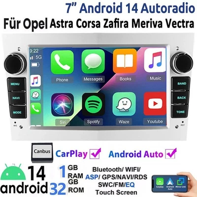 Für Opel Corsa C/D Zafira B Astra H Android 14 Apple Carplay Autoradio Navi GPS - Bild 1 von 4