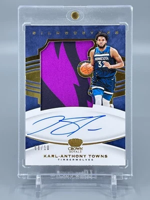 Karl-Anthony Towns 2020-21 Panini Crown Royale Silhouettes Auto /10 Timberwolves - Image 1 of 4