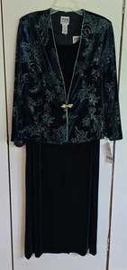 Neu mit Etikett Vintage Damen 18 türkisgrün ärmelloses halbformelles Kleid mit glitzernder Jacke - Bild 1 von 12