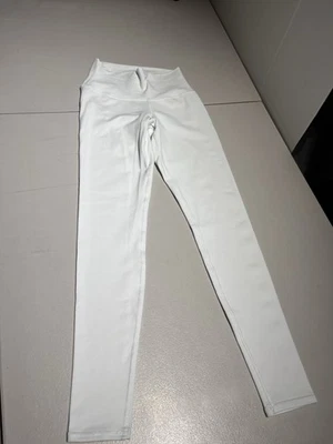 "Pantalones Alo para mujer XS cintura alta transporte aéreo leggings blancos gimnasio yoga 28"" entrepierna" Foto 1 de 4