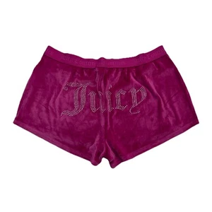 Y2K Juicy Couture Ropa de dormir Pantalones cortos de terciopelo Deletrear Rosa Salón Para mujeres Talla L - Imagen 1 de 4