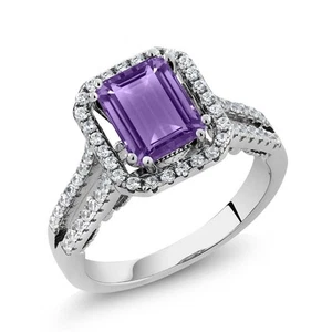 Emerald Cut 9X7MM Gemstone Birthstone and Zirconia 925 Sterling Silver Wedding - Picture 1 of 50