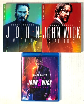 JOHN WICK LOT: 3-FILM COLLECTION (Blu-Ray/DVD) chapters 1-3 W/ Slip Covers - Image 1 of 3