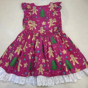 “Eleanor Rose” Girls Christmas Holiday Shirley Dress Gingerbread Twirl Pink 7/8 - Picture 1 of 10