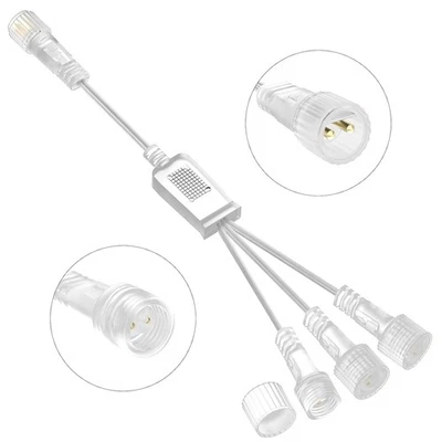 Splitter Connector for Christmas Lights, BOLWEO 2Pin Christmas Light 3 Way Clea