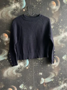 SÉZANE Sami Strickpullover Merinowolle/Baumwolle, Navy, Small - Bild 1 von 5