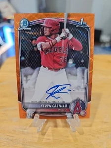 2025 Bowman Kevyn Castillo Chrome 1st Prospect Auto Angels Orange Wave 25/25 - Picture 1 of 2