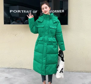 Fashion Womens Hooded Padded Puffer Winter Jacket Long Down Cotton Coat Outwear - Picture 1 of 20