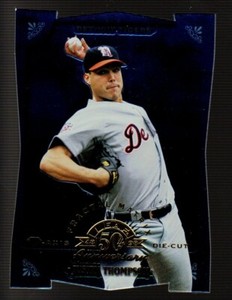 1998 Leaf BLUE FRACTAL DIAMOND AXIS #56 Justin Thompson SERIAL #18/50 TIGERS