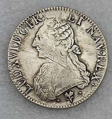 LOUIS XVI  ECU AU BUSTE HABILLE  1787 L  Bayonne - Photo 1/3