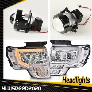 Fit For 2009-2014 Ford F150 Double LED DRL Projector Headlights Headlamps Pair - Picture 1 of 12