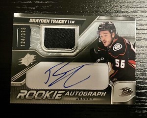 Brayden Tracey 2022-23 SPx Rookie Auto Jersey 124/375 (AM13) #BT Anaheim Ducks
