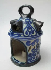 VINTAGE SIGNED GOUDA HOLLAND POTTERY CARLA PIERCED LANTERN CANDLE HOLDER LAMP - Picture 1 of 12
