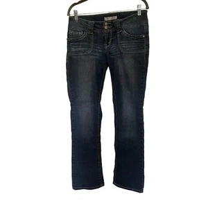 Vtg NO BOUNDARIES Low Rise Embroidered Y2k Womens Jeans Sz 9 Sequin Patch Pocket - Picture 1 of 14