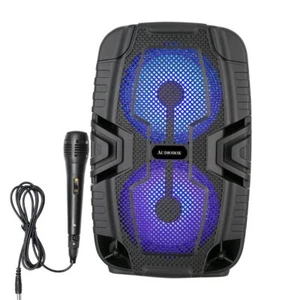 Rechargeable Bluetooth Party Speaker, LED Lights, FM, USB, TWS, Wired Microphone - Picture 1 of 9