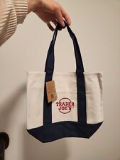 Limited New trader joes reusable bag canvas Blue Color