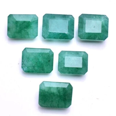 Cojín de esmeralda natural 6 piezas corte facetado 14 mm-16 mm piedras preciosas sueltas al por mayor Foto 1 de 3