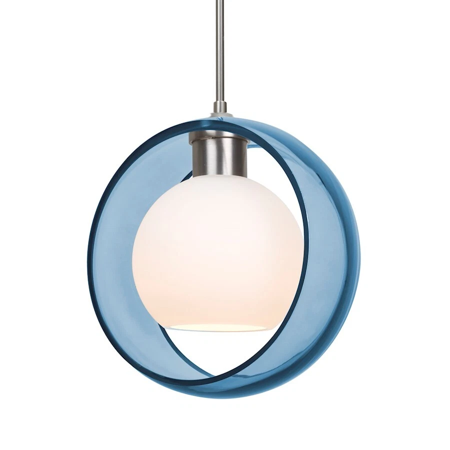 Besa Lighting Mana 1 Light Cord Pendant, Satin Nickel/Blue - 1JT-MANABL-SN - Image 1 of 1