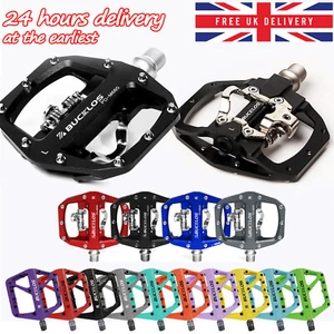 Flat/SPD Self-locking Pedals Bearings Sealed 9/16" MTB/Road Bike Flat Pedals UK - Picture 1 of 13