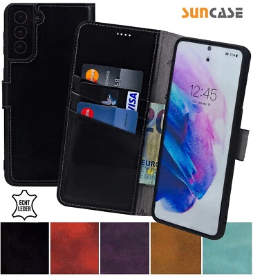 Suncase® Hülle Leder Book Handy Tasche Klapp Case Etui für Samsung Galaxy S25 5G