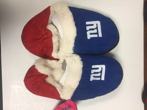 New York Giants Womens Team Color Knit  Moccasin Slippers Cover