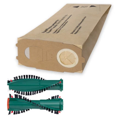 10 Filtertüten + Ersatzbürsten passend für Vorwerk Kobold 120 121 122 Tüten