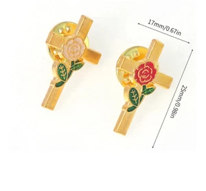 Religious Cross Pins / Comes in a pair / Metal Brooch Pins - Picture 1 of 4