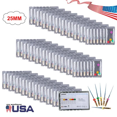 6-180件装牙科NiTi超级文件旋转尖牙髓内窥电机根管25毫米 — 第 1/4 张图片