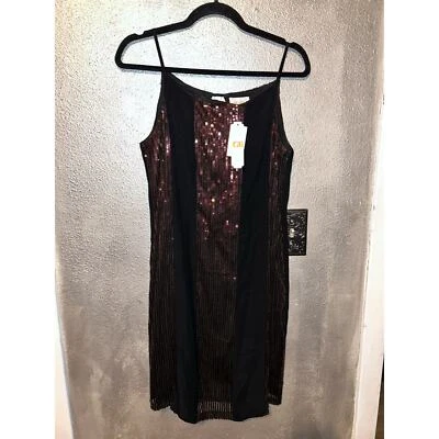 GB Glam Disco Fiesta Rocker Fecha Noche Cobre y Negro Lentejuelas Vestido Sin Mangas Foto 1 de 4