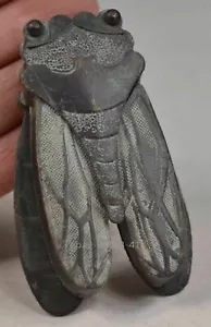 Superb Oriental Vintage Copper Handwork Carved Cicada Collectable Snuff box - Picture 1 of 5