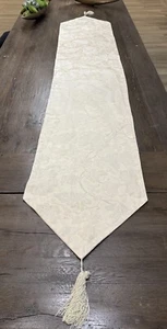 Vintage Wedgwood England Elfenbein Tischläufer mit Quasten - Bild 1 von 9